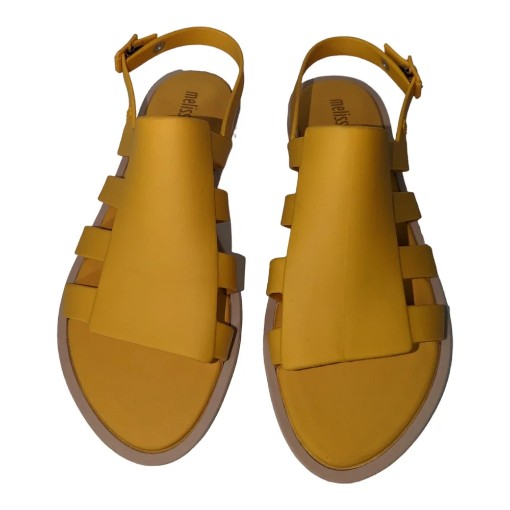 Melissa Boemia Sandal Yellow Open Front Fisherman Gladiator Style Size 9 NWOT
